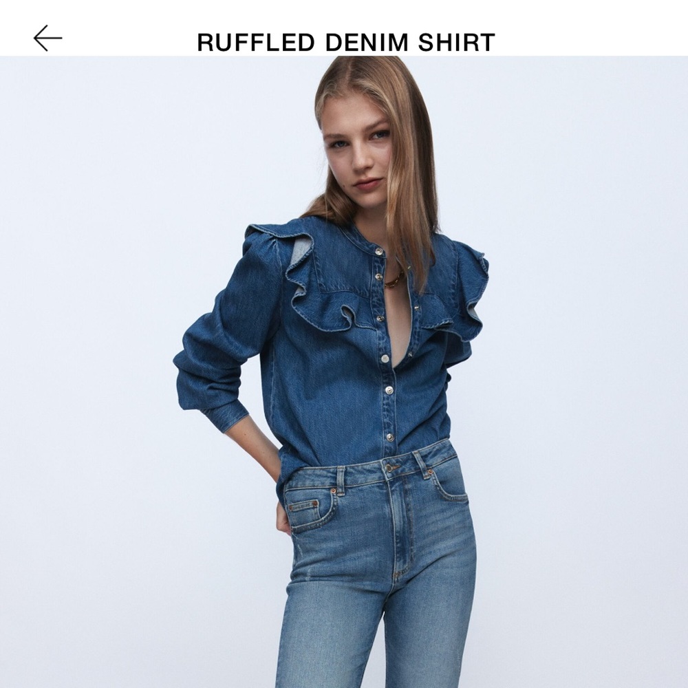 Beautiful ruffled denim blouse from Zara